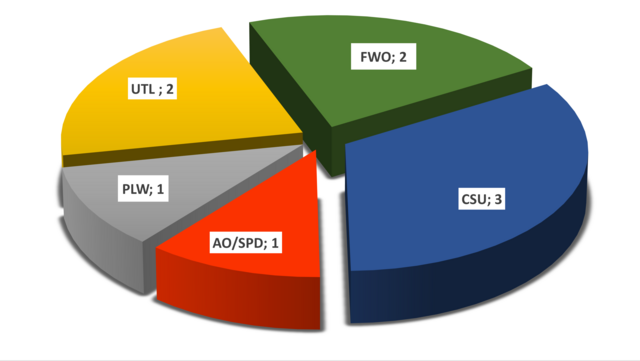 CSU: 3 Sitze, FWO: 2 Sitze, UTL: 2 Sitze, PLW: 1 Sitz, AO/SPD: 1 Sitz